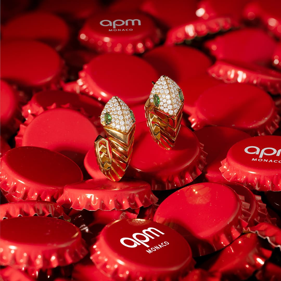 APM Monaco KAA earrings, one of the recognisable house motifs