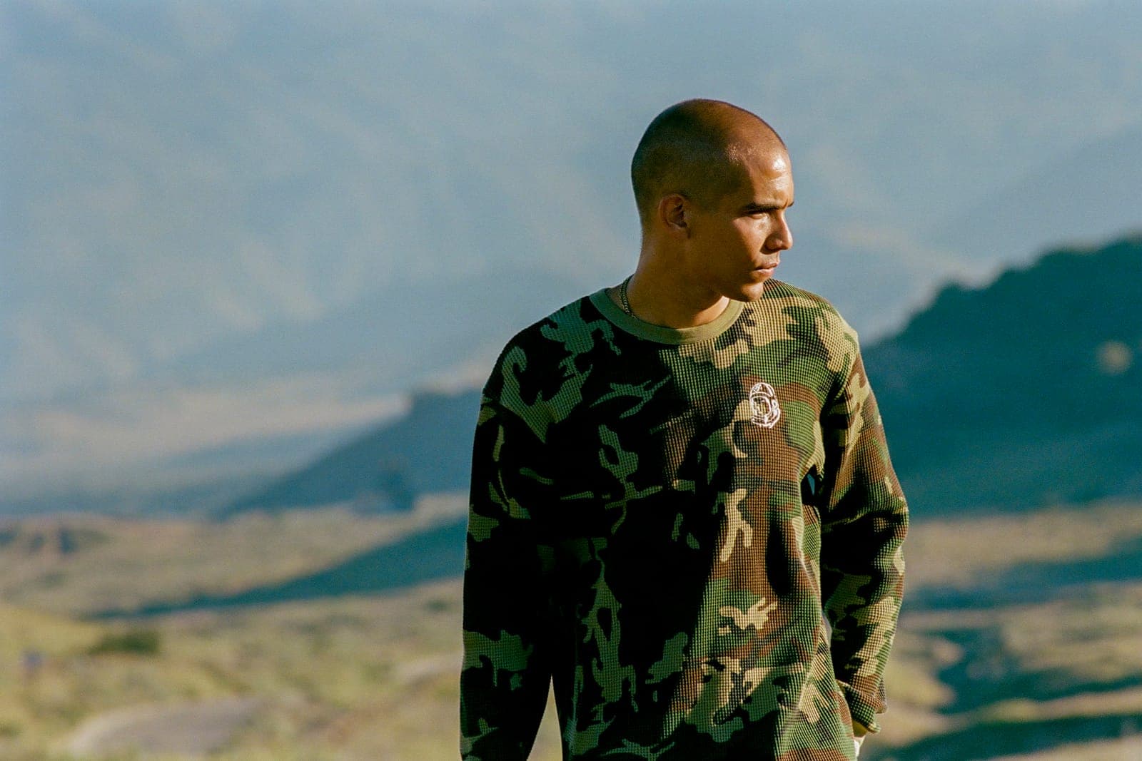 A Billionaire Boys Club camouflage crewneck in the hills
