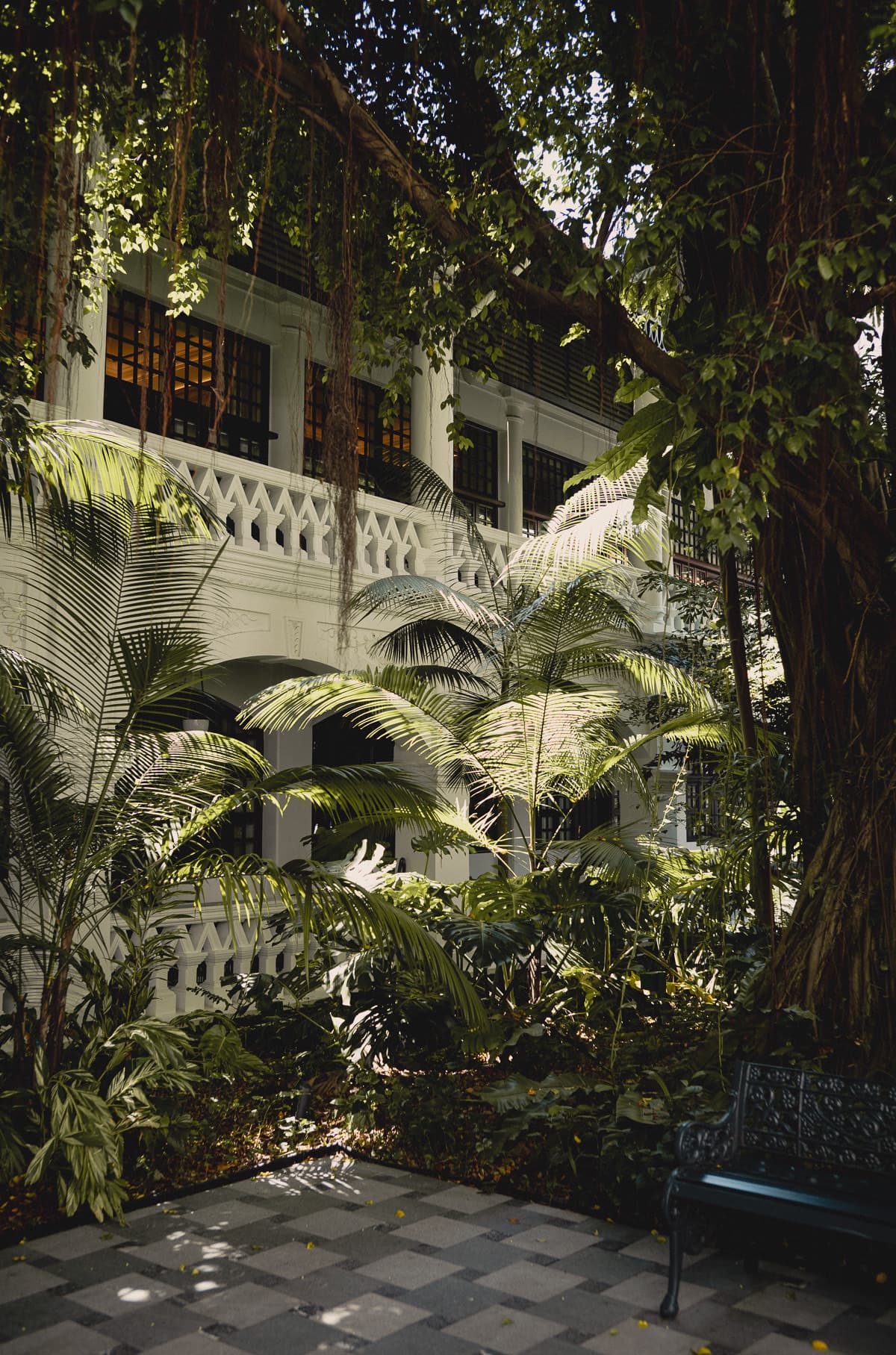 The courtyard at Raffles Hotel, Singapore