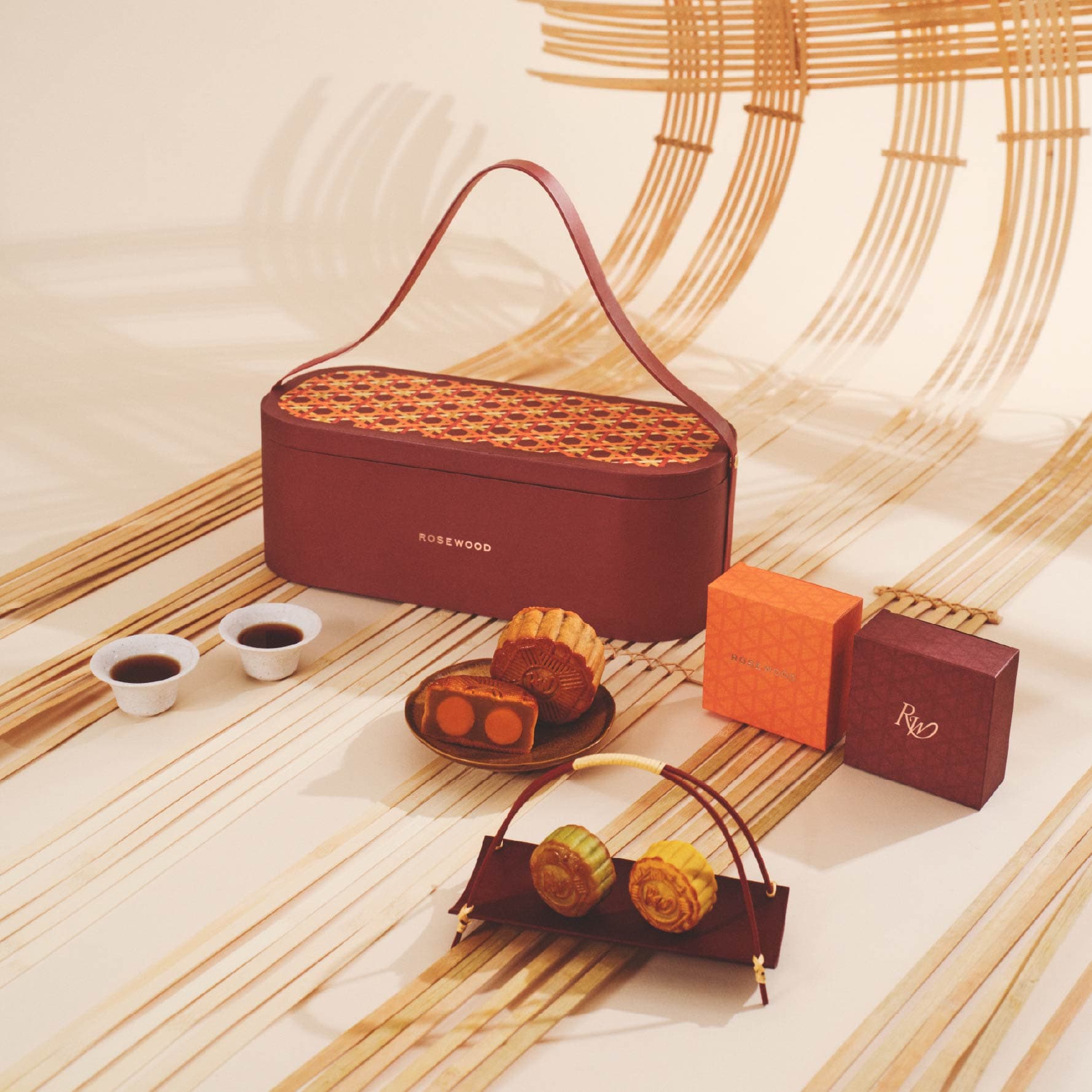 The Woven Moon mooncake gift box from Butterfly Patisserie at Rosewood Hong Kong