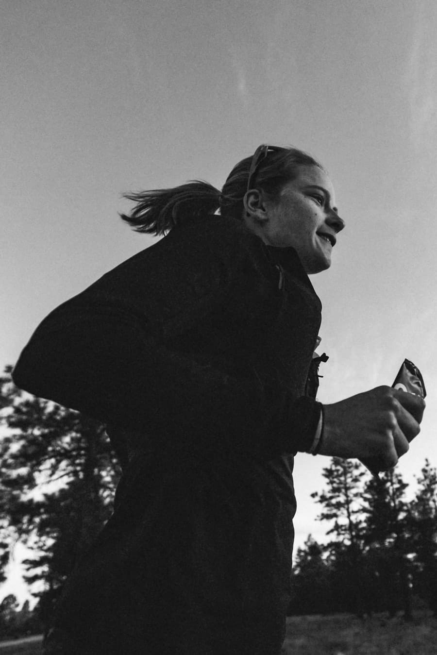 A runner training on the road
