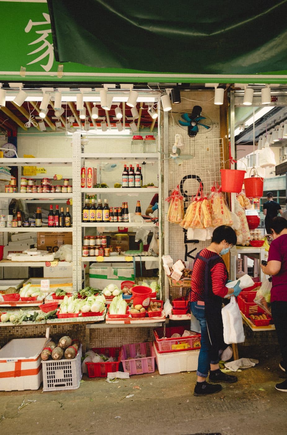 A wet market stall in Hong Kong